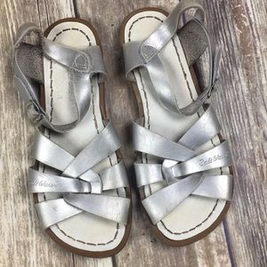 Silver Saltwater Sandals Big Girl 3. *Worn*